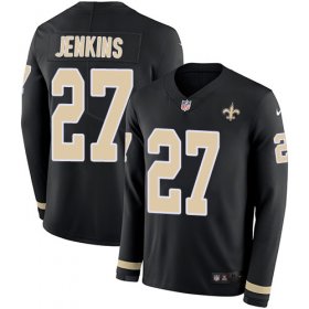 Wholesale Cheap Nike Saints #27 Malcolm Jenkins Black Team Color Youth Stitched NFL Limited Therma Long Sleeve Jersey