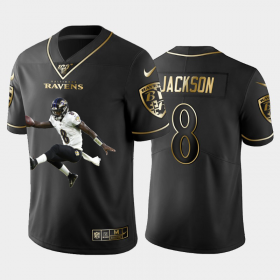 Cheap Baltimore Ravens #8 Lamar Jackson Nike Team Hero 3 Vapor Limited NFL 100 Jersey Black Golden