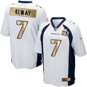 Wholesale Cheap Nike Broncos #7 John Elway White Men\'s Stitched NFL Game Super Bowl 50 Collection Jersey