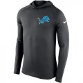 Wholesale Cheap Men's Detroit Lions Nike Charcoal Stadium Touch Hooded Performance Long Sleeve T-Shirt