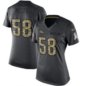 Wholesale Cheap Nike Broncos #58 Von Miller Black Women\'s Stitched NFL Limited 2016 Salute to Service Jersey