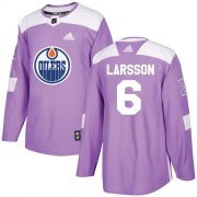 Wholesale Cheap Adidas Oilers #6 Adam Larsson Purple Authentic Fights Cancer Stitched NHL Jersey