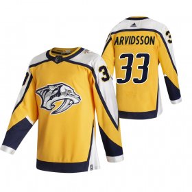 Wholesale Cheap Nashville Predators #33 Viktor Arvidsson Yellow Men\'s Adidas 2020-21 Reverse Retro Alternate NHL Jersey