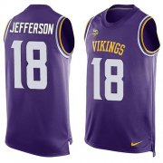 Wholesale Cheap Nike Vikings #18 Justin Jefferson Purple Team Color Men's Stitched NFL Limited Tank Top Jersey