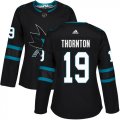 Wholesale Cheap Adidas Sharks #19 Joe Thornton Black Alternate Authentic Women's Stitched NHL Jersey