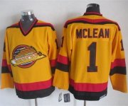 Wholesale Cheap Canucks #1 Kirk Mclean Gold CCM Throwback Stitched NHL Jersey
