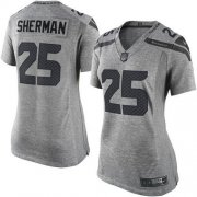 Wholesale Cheap Nike Seahawks #25 Richard Sherman Gray Women's Stitched NFL Limited Gridiron Gray Jersey