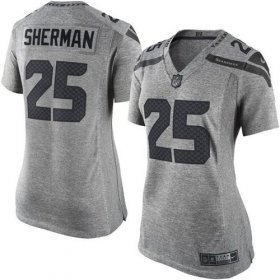Wholesale Cheap Nike Seahawks #25 Richard Sherman Gray Women\'s Stitched NFL Limited Gridiron Gray Jersey