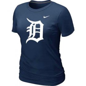 Wholesale Cheap Women\'s Detroit Tigers Heathered Nike Dark Blue Blended T-Shirt