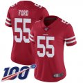 Wholesale Cheap Nike 49ers #55 Dee Ford Red Team Color Women's Stitched NFL 100th Season Vapor Limited Jersey