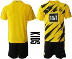 Wholesale Cheap Youth 2020-2021 club Dortmund home yellow blank Soccer Jerseys