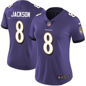 Wholesale Cheap Nike Ravens #8 Lamar Jackson Purple Team Color Women\'s Stitched NFL Vapor Untouchable Limited Jersey