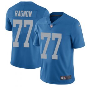 Wholesale Cheap Nike Lions #77 Frank Ragnow Blue Throwback Men\'s Stitched NFL Vapor Untouchable Limited Jersey