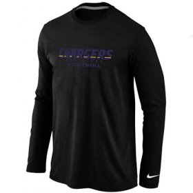 Wholesale Cheap Nike Los Angeles Chargers Authentic Font Long Sleeve T-Shirt Black