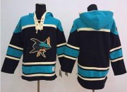 Wholesale Cheap Sharks Blank Black Sawyer Hooded Sweatshirt Stitched NHL Jersey