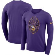 Wholesale Cheap Men's Minnesota Vikings Nike Purple Fan Gear Icon Performance Long Sleeve T-Shirt