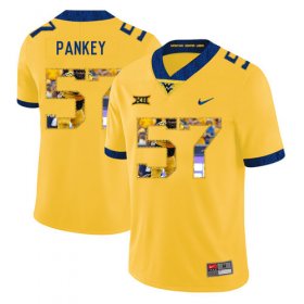 Wholesale Cheap West Virginia Mountaineers 57 Adam Pankey Yellow Fashion College Football Jersey