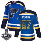 Wholesale Cheap Adidas Blues #57 David Perron Blue Home Authentic Drift Fashion 2019 Stanley Cup Final Stitched NHL Jersey