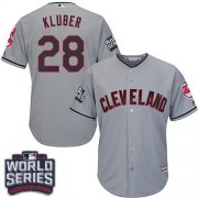 Wholesale Cheap Indians #28 Corey Kluber Grey Road 2016 World Series Bound Stitched Youth MLB Jersey