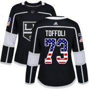 Wholesale Cheap Adidas Kings #73 Tyler Toffoli Black Home Authentic USA Flag Women's Stitched NHL Jersey