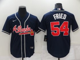 Wholesale Cheap Men\'s Atlanta Braves #54 Max Fried Navy Blue Stitched MLB Cool Base Nike Jersey