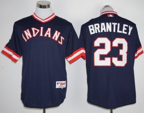 Wholesale Cheap Indians #23 Michael Brantley Navy Blue 1976 Turn Back The Clock Stitched MLB Jersey