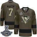 Wholesale Cheap Penguins #7 Paul Martin Green Salute to Service 2017 Stanley Cup Finals Champions Stitched NHL Jersey