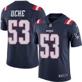Wholesale Cheap Nike Patriots #53 Josh Uche Navy Blue Men\'s Stitched NFL Limited Rush Jersey