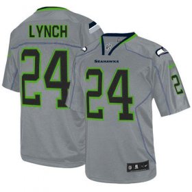 Wholesale Cheap Nike Seahawks #24 Marshawn Lynch Lights Out Grey Men\'s Stitched NFL Elite Jersey