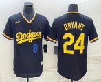 Cheap Men's Los Angeles Dodgers #8 #24 Kobe Bryant Number Black Stitched Pullover Throwback Nike Jersey