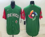 Cheap Men's Mexico Baseball 2023 Green World Big Logo With Patch Classic Stitched Jerseys