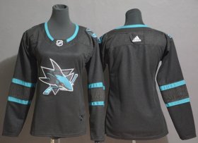 Wholesale Cheap Adidas Sharks Blank Black Alternate Authentic Women\'s Stitched NHL Jersey