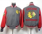 Wholesale Cheap Chicago Blackhawks Satin Button-Up Grey NHL Jacket
