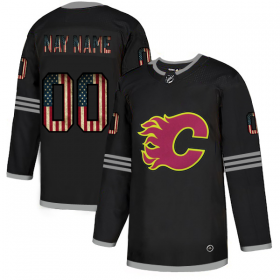 Wholesale Cheap Calgary Flames Custom Adidas Men\'s Black USA Flag Limited NHL Jersey