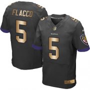 Wholesale Cheap Nike Ravens #5 Joe Flacco Black Alternate Men's Stitched NFL New Elite Gold Jersey