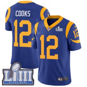 Wholesale Cheap Nike Rams #12 Brandin Cooks Royal Blue Alternate Super Bowl LIII Bound Men\'s Stitched NFL Vapor Untouchable Limited Jersey