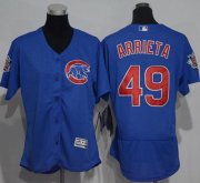 Wholesale Cheap Cubs #49 Jake Arrieta Blue Flexbase Authentic Women's Stitched MLB Jersey