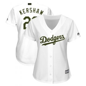 Wholesale Cheap Dodgers #22 Clayton Kershaw White 2018 Memorial Day Cool Base Women\'s Stitched MLB Jersey