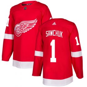 Wholesale Cheap Adidas Red Wings #1 Terry Sawchuk Red Home Authentic Stitched NHL Jersey