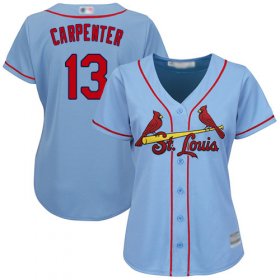 Wholesale Cheap Cardinals #13 Matt Carpenter Light Blue Alternate Women\'s Stitched MLB Jersey