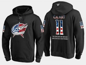 Wholesale Cheap Blue Jackets #11 Matt Calvert NHL Banner Wave Usa Flag Black Hoodie