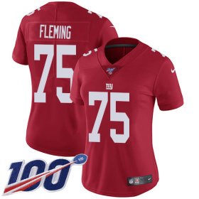 Wholesale Cheap Nike Giants #75 Cameron Fleming Red Alternate Women\'s Stitched NFL 100th Season Vapor Untouchable Limited Jersey