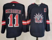 Wholesale Cheap Men's New York Rangers #11 Mark Messier Navy Blue Adidas 2020-21 Stitched NHL Jersey