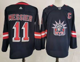 Wholesale Cheap Men\'s New York Rangers #11 Mark Messier Navy Blue Adidas 2020-21 Stitched NHL Jersey