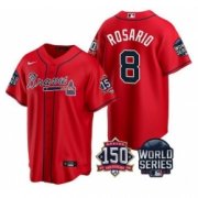 Wholesale Cheap Men Atlanta Braves 8 Eddie Rosario 2021 Red World Series With 150th Anniversary Patch Cool Base Stitched Jersey