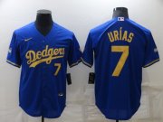 Wholesale Cheap Men Los Angeles Dodgers 7 Urias Blue gilt character Nike Game 2022 MLB Jersey