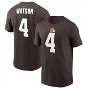 Wholesale Cheap Men's Cleveland Browns #4 Deshaun Watson 2022 Brown Name & Number T-Shirt