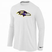 Wholesale Cheap Nike Baltimore Ravens Logo Long Sleeve T-Shirt White