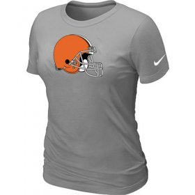 Wholesale Cheap Women\'s Nike Cleveland Browns Logo NFL T-Shirt Light Grey