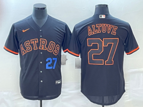 Cheap Men\'s Houston Astros #27 Jose Altuve Number Lights Out Black Fashion Stitched MLB Cool Base Nike Jerseys